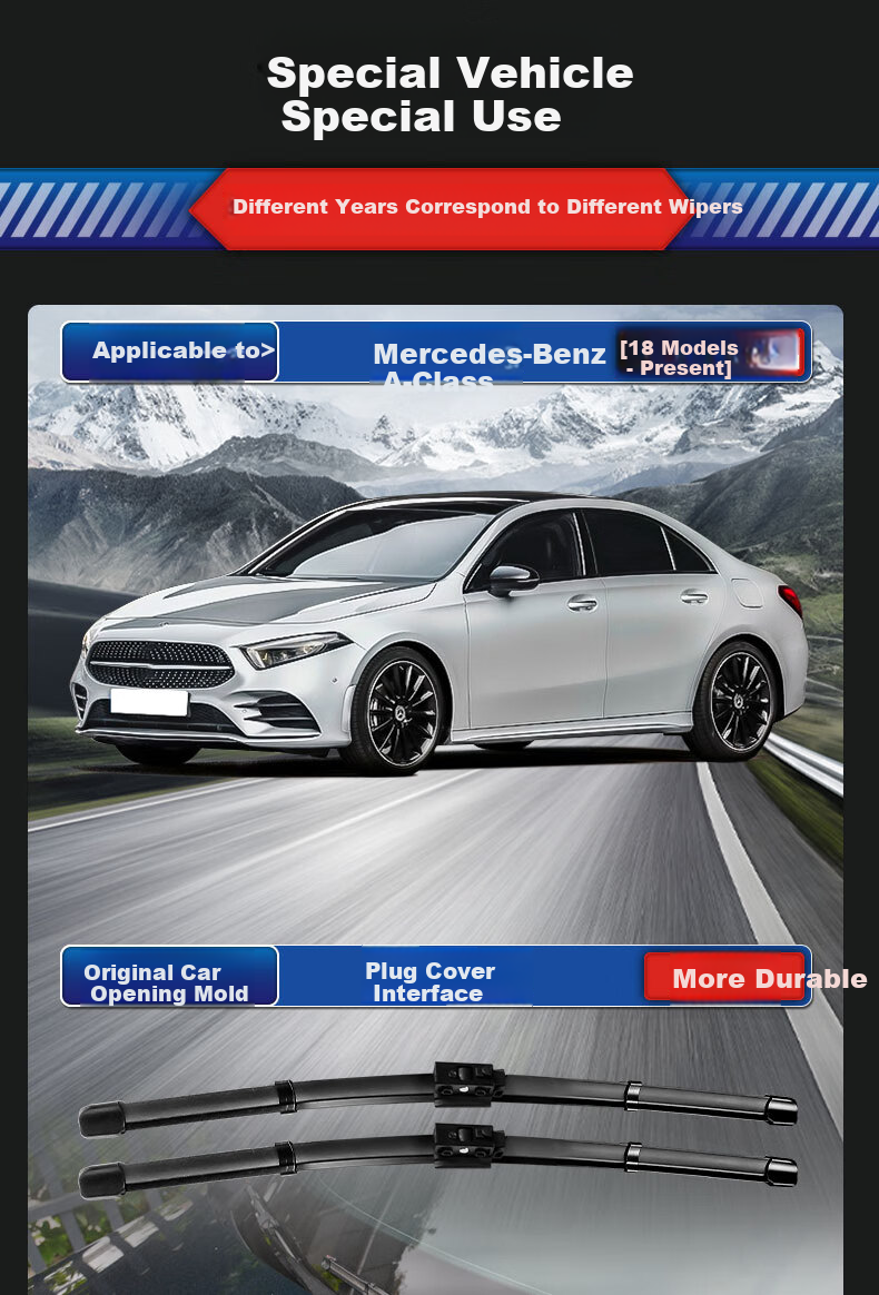 Бескаркасные щетки стеклоочистителя YITU для Mercedes-Benz A-Class [2018-наст. время], оригинальные резиновые полоски