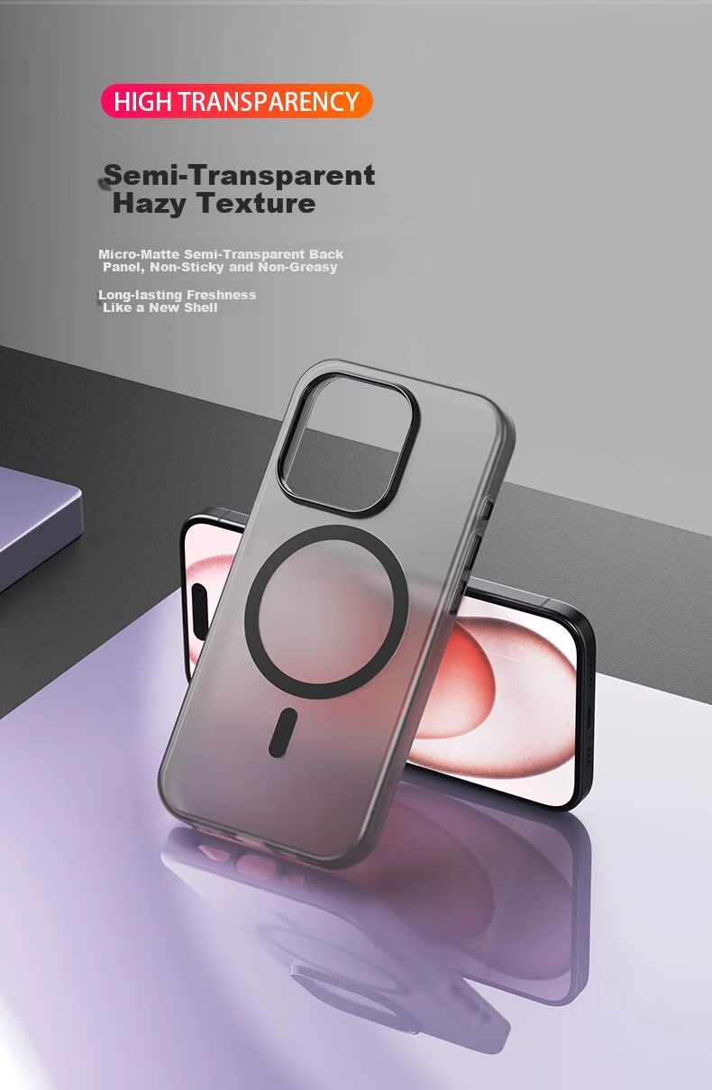 ZHIWEISHI Чехол-накладка с MagSafe для Apple iPhone 16 Pro Max, противоударный, полупрозрачный, матовый, черный