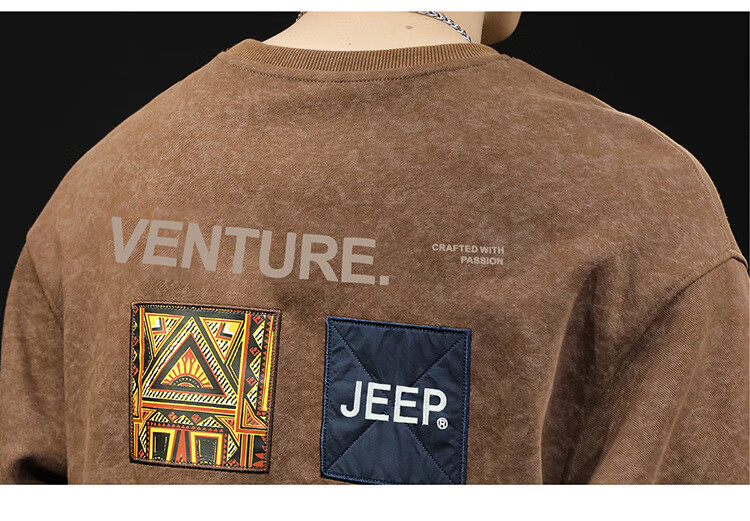 Мужская толстовка JEEP, свободная круглая горловина, длинный рукав, для осени и зимы, плотная повседневная базовая футболка, черная, размер M