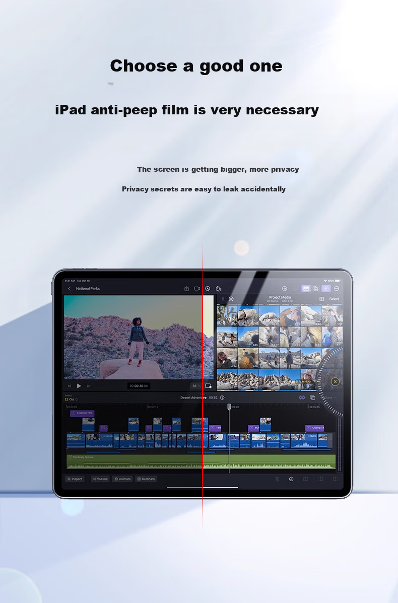Защитное стекло JPLAYER для iPad 11/10 поколения, антишпионское, полноэкранное, 11 дюймов
