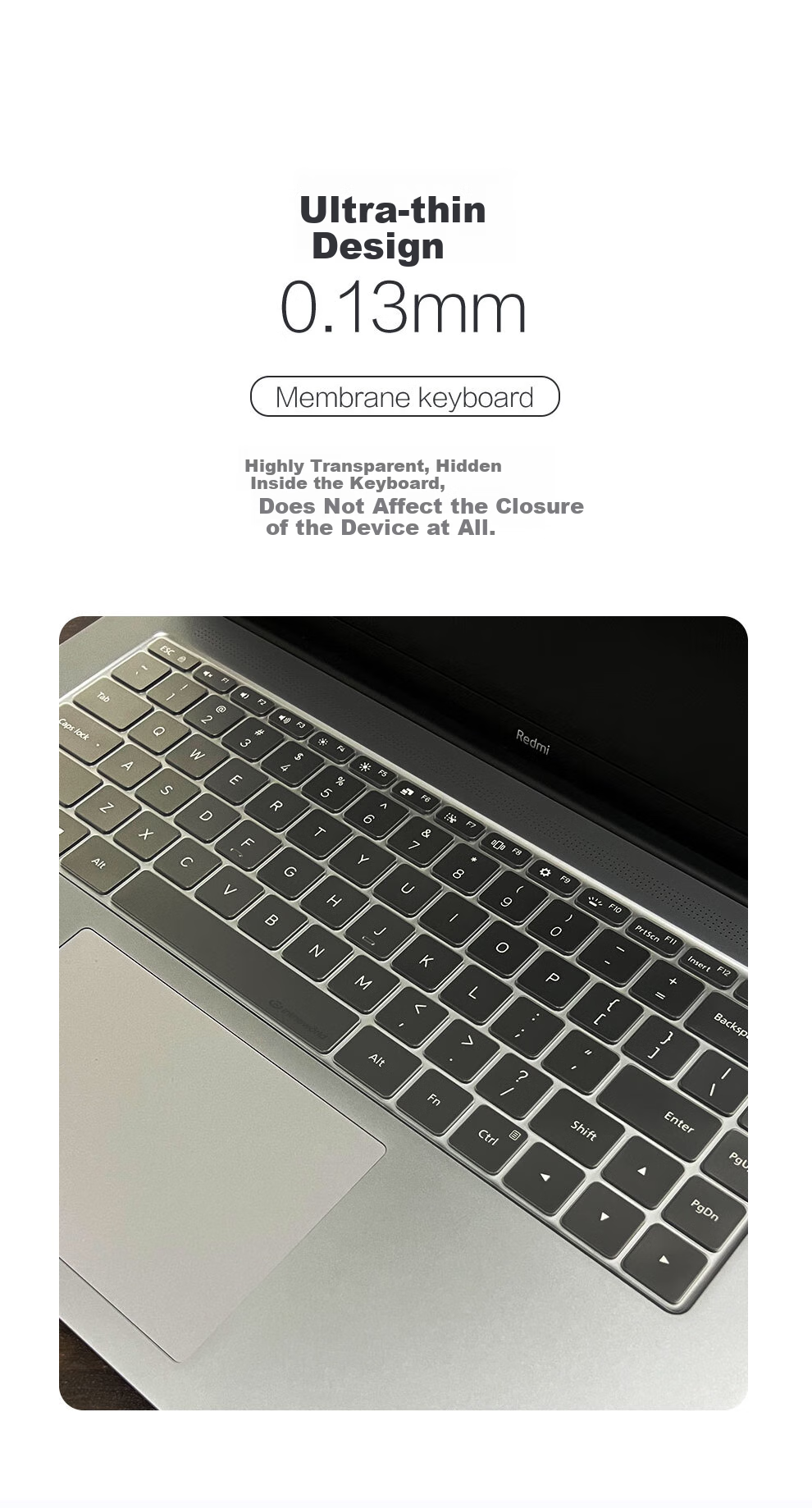 Защитная пленка для клавиатуры Jichuan TPU для Xiaomi RedmiBook Pro 16 2025/24, ультратонкая, прозрачная, пылезащитная