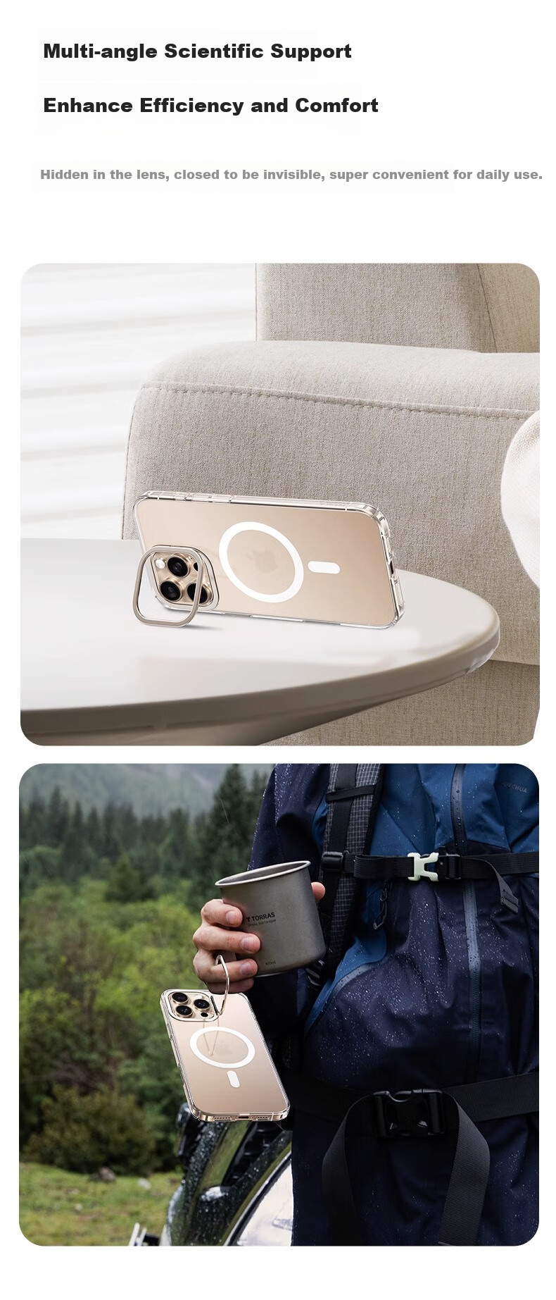 Чехол TORRAS для iPhone 13 Pro, прозрачный, ультратонкий, с поддержкой MagSafe, противоударный, с подставкой