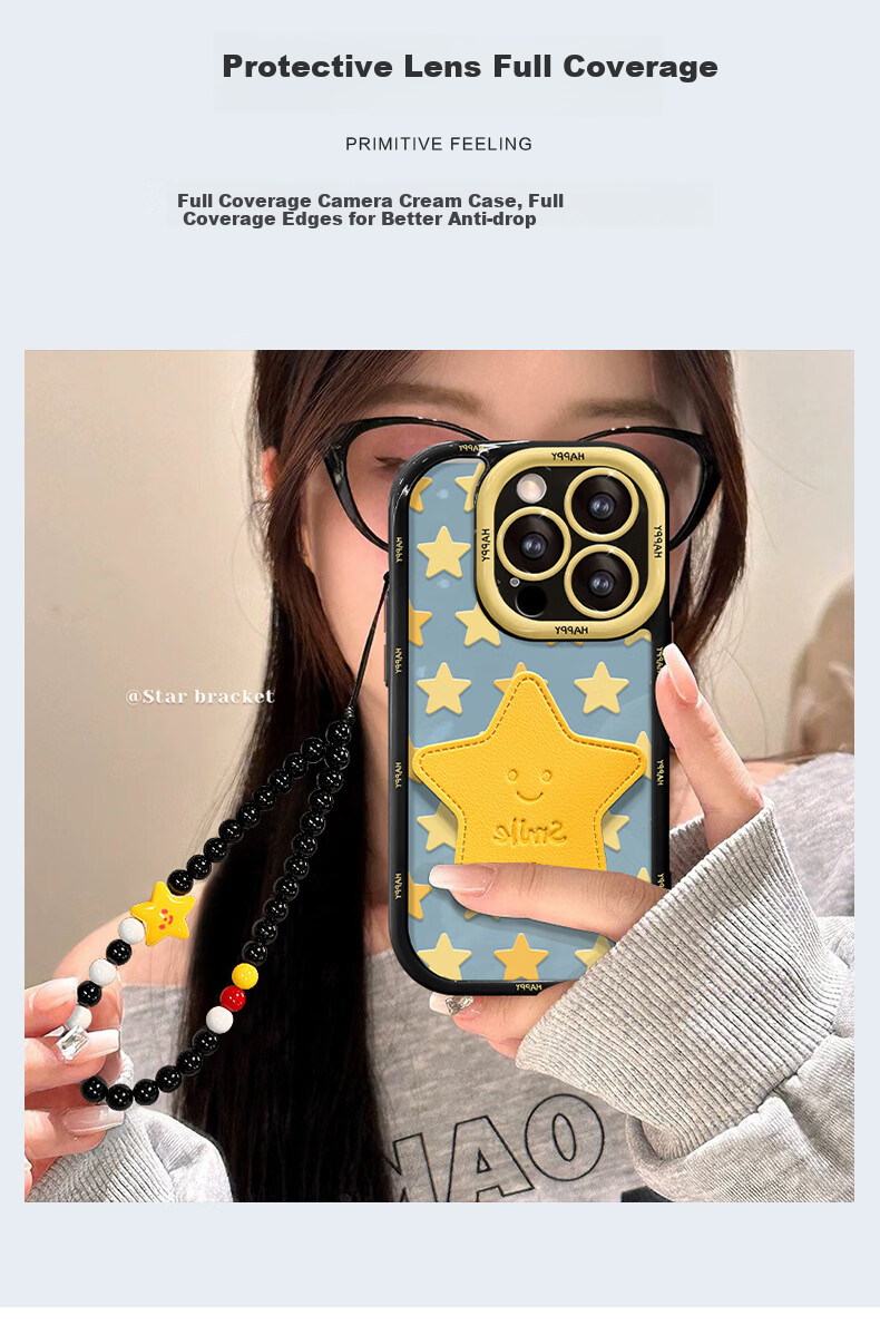 Чехол для iPhone 16 Pro ZiTai, с подставкой и ремешком, противоударный, силиконовый, "Звездная подставка"