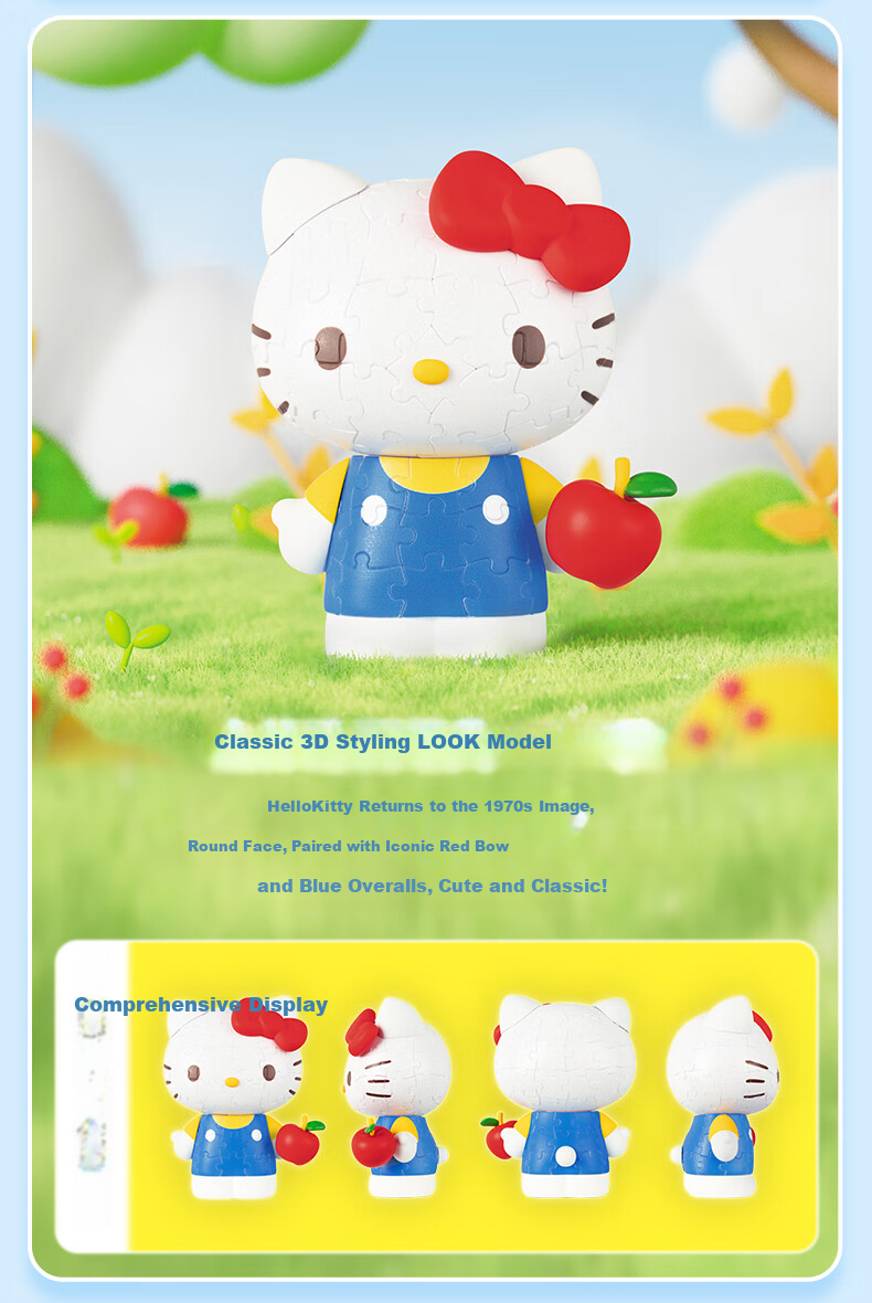 3D-JP Sanrio Hello Kitty Trendy Figurine, 3D Puzzle, Home Decoration, Birthday Gift for Women, Wealth Attraction