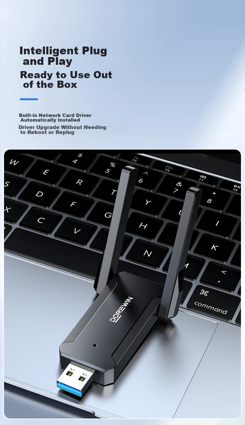 Wi-Fi адаптер DOREWIN AC1300, гигабитный USB, двухдиапазонный 5G, для настольных ПК и ноутбуков, 1300 Мбит/с