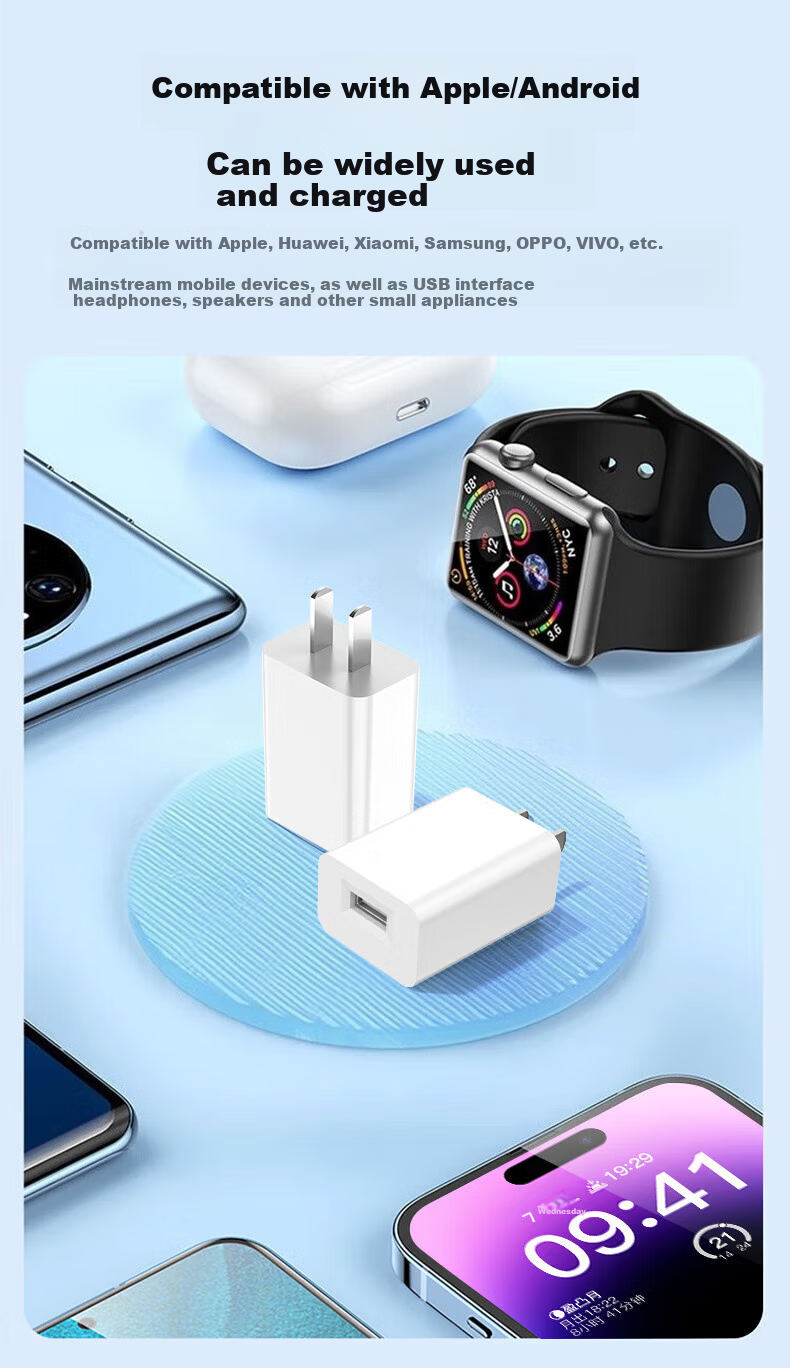 Зарядное устройство KOVOL 5V 2A USB, сетевой адаптер питания для телефонов Apple, Android, OPPO, наушников, смарт-часов, вентиляторов, настольных ламп