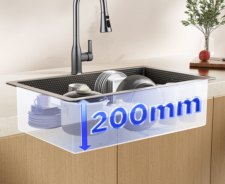 Кухонная мойка JOMOO 70*43, узкая, темно-серая, из нержавеющей стали 304, с покрытием от царапин и антибактериальным эффектом, большая одинарная чаша, 02379