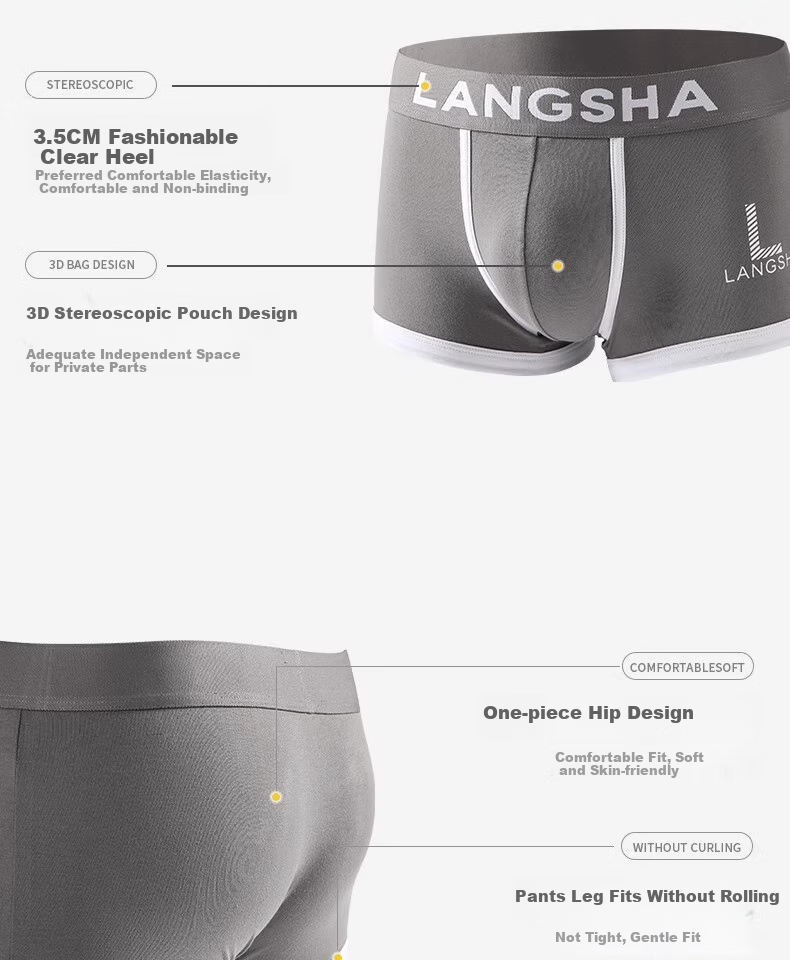Мужские трусы LangSha, боксеры из чистого хлопка, молодежные, модные, свободные, больших размеров, 4 шт.