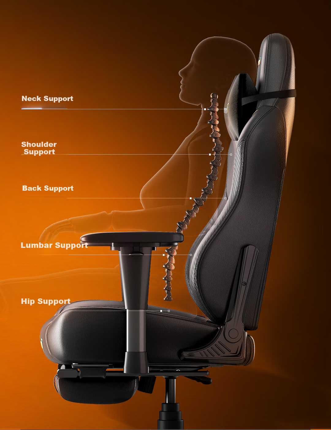 Игровое кресло AndaseaT, компьютерное кресло, эргономичное офисное кресло, трон Бога Войны, кресло с тигриной головой, черное (версия с подставкой для ног)