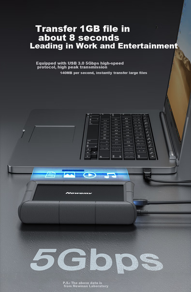 Портативный жесткий диск Newsmy 16TB, 3.5-дюймовое настольное хранилище, серия Xingji, Type-C USB3.1, металлический корпус с силиконовой защитой, большая емкость, домашнее хранилище данных