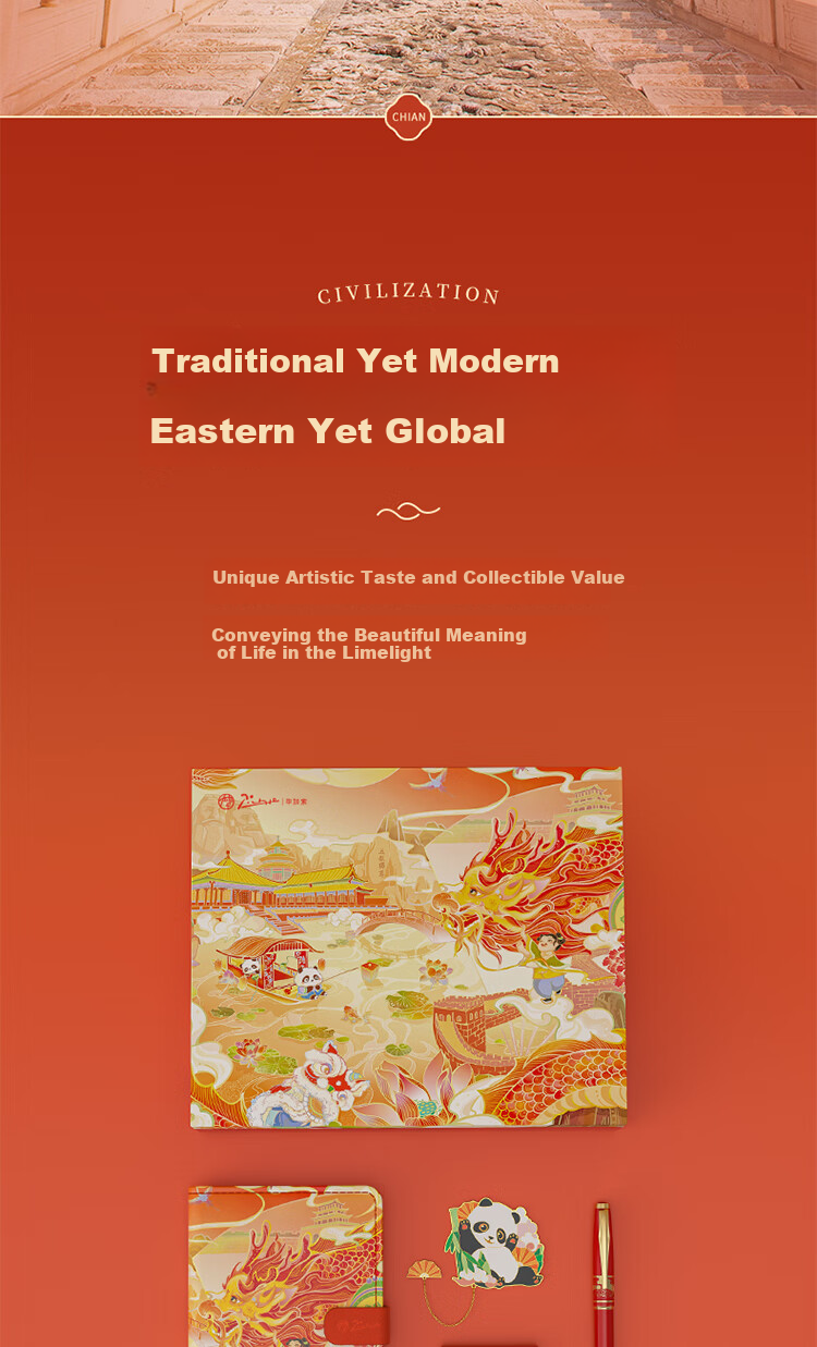 Подарочный набор "Global Cultural Journey" от Pimio: перьевая ручка, блокнот и аксессуары. Идеальный подарок на Новый год для мужчин и женщин, премиальная бизнес-ручка с китайским колоритом.