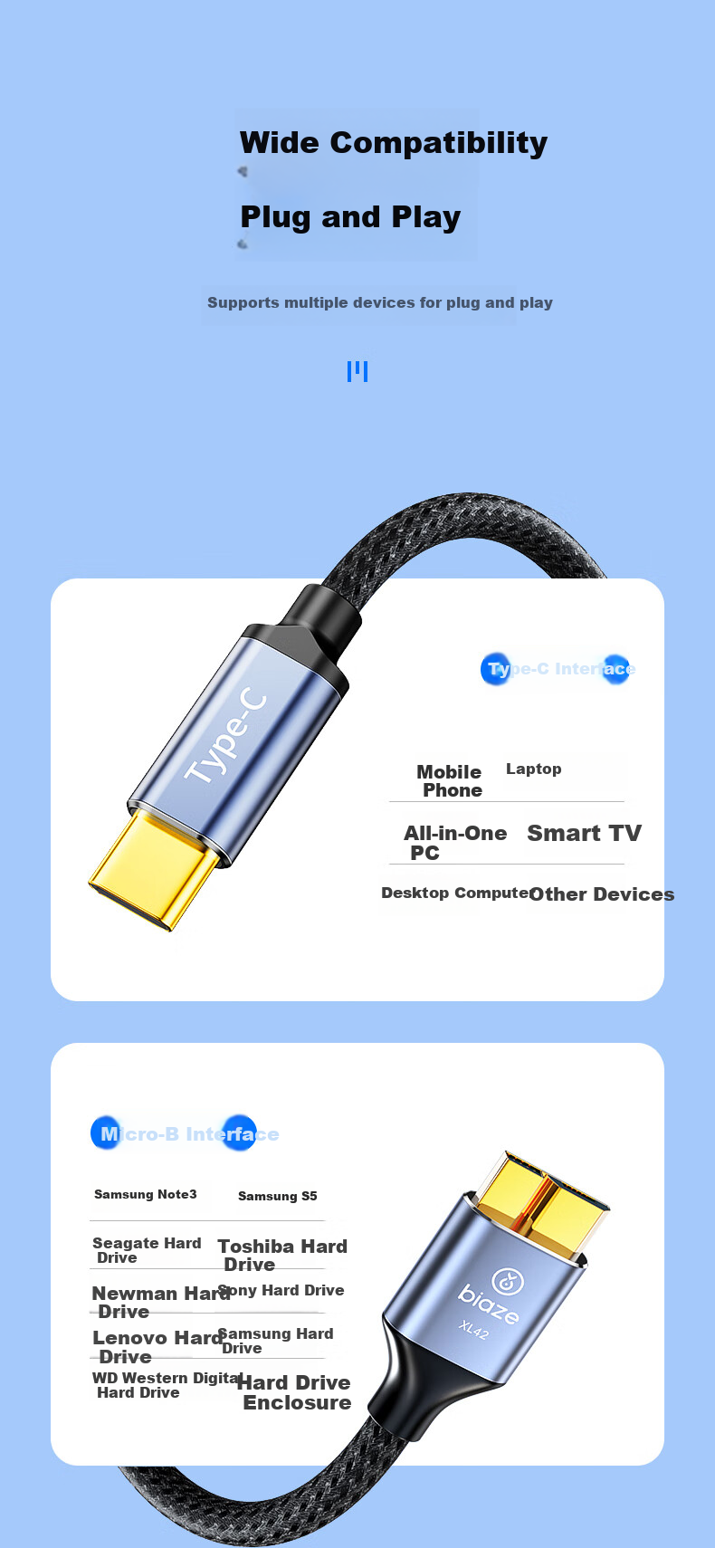 Кабель Type-C на Micro USB 3.0