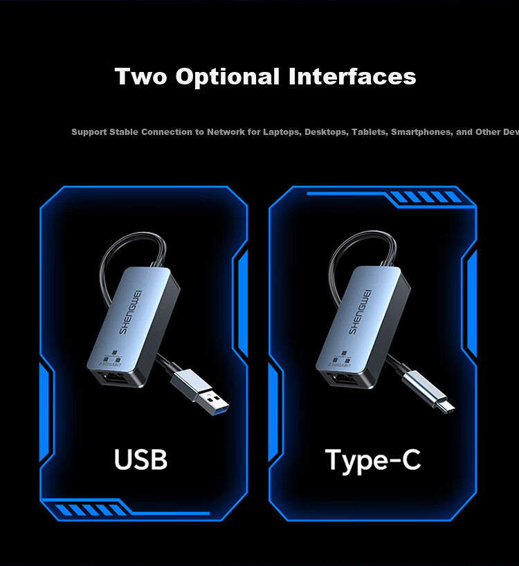 Сетевой адаптер Shengwei Type-C 2.5G, внешний сетевой адаптер, для Apple ноутбуков, смартфонов, планшетов, конвертер сетевого порта USB-C в RJ45, адаптер Ethernet EUR0006J