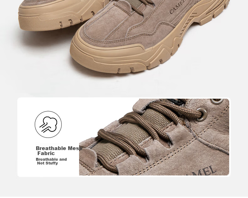 Кроссовки мужские CAMEL Retro Outdoor Hiking Workwear Casual Low-Top Shoes, G13A342170, Хаки, Размер 38