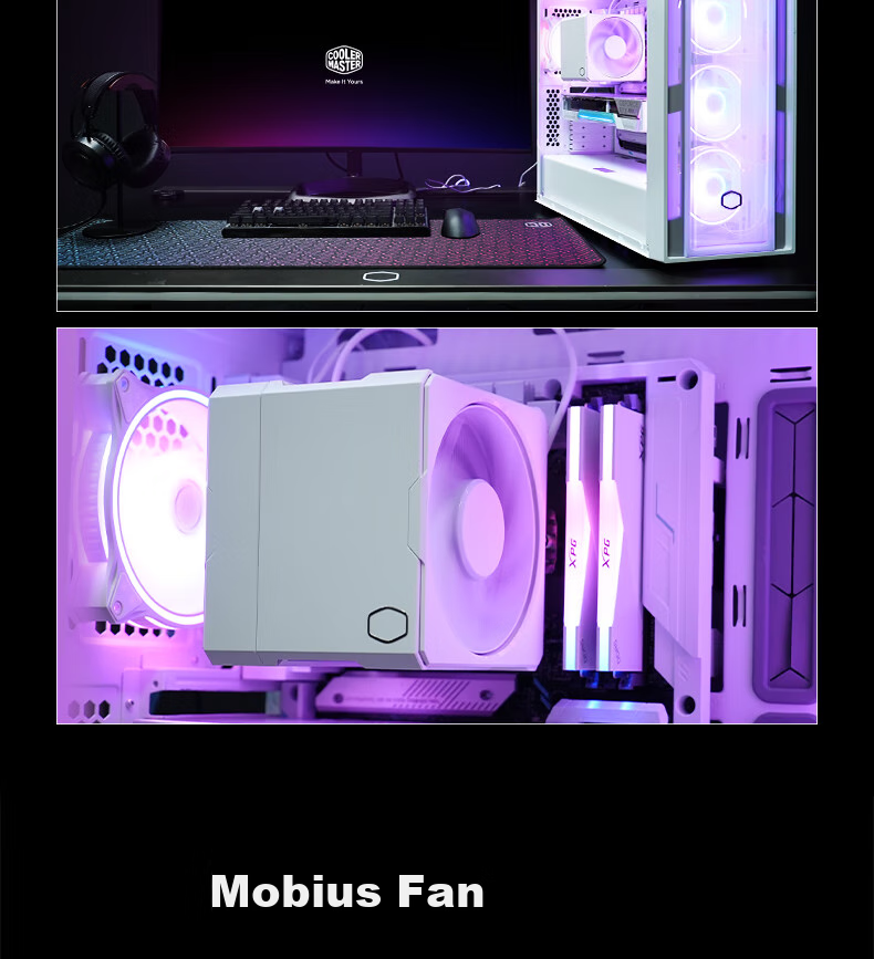 Кулер для процессора CoolerMaster Hyper 612 White, 6 тепловых трубок, однобашенный, два вентилятора Mobius, универсальная поддержка LGA1700