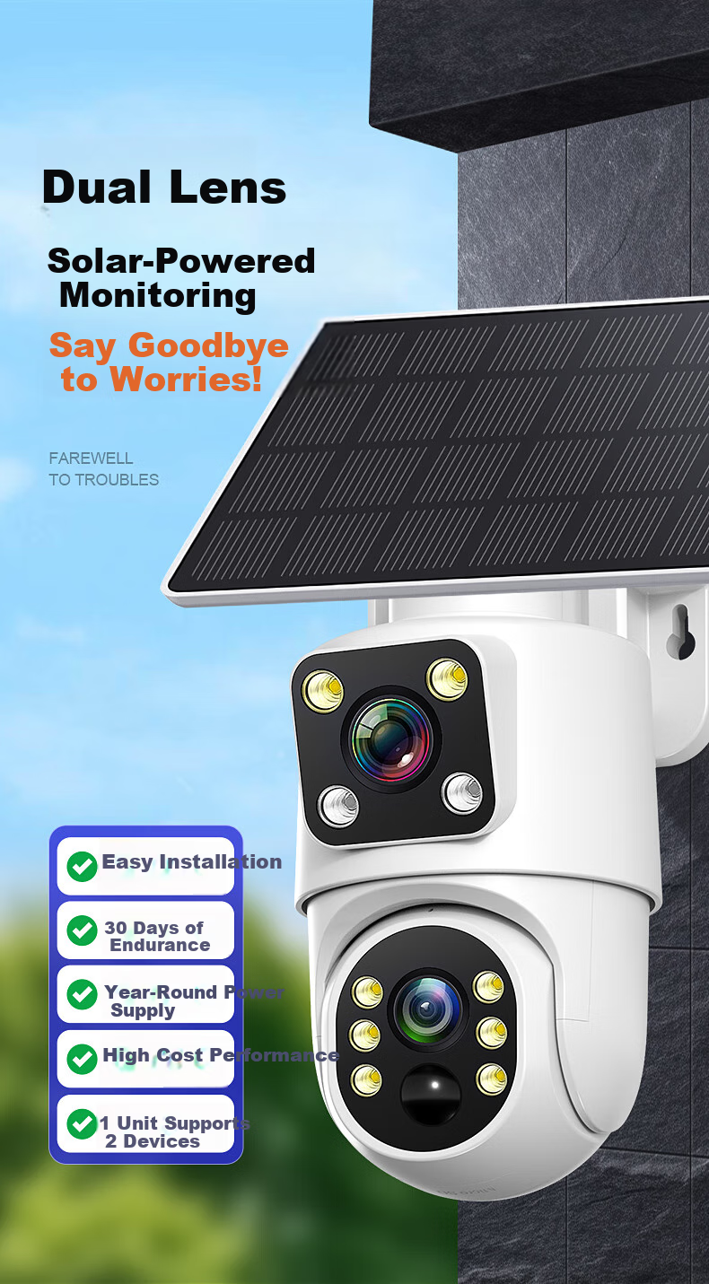 IP-камера Jingshiwei AOV, уличная, 4G, с солнечной панелью, ночным видением, удаленным мониторингом, без слепых зон