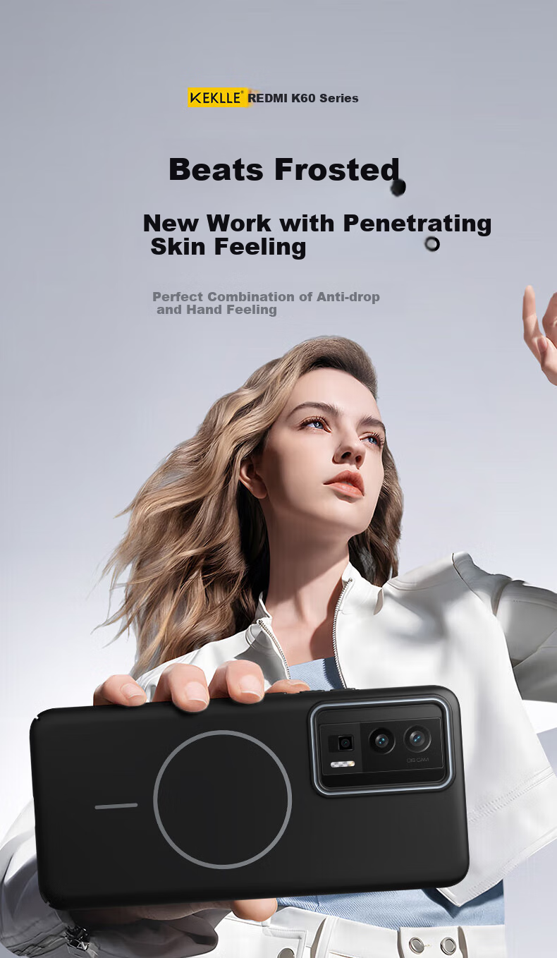 Чехол KEKLLE для Xiaomi Redmi K60 / K60 Pro, магнитный, беспроводная зарядка, противоударный, матовый, черный