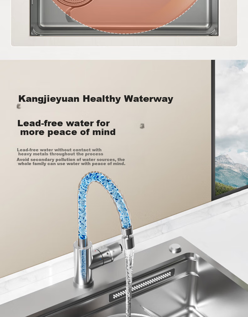Смеситель для кухни ARROW Hot And Cold Kitchen Faucet с двойным распылением воды, двойным управлением горячей и холодной водой, вращением на 360°, кран для раковины, модель AE45402CP, цвет хром