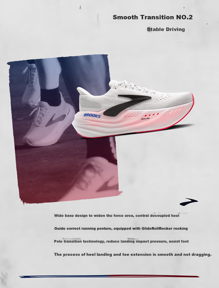 Кроссовки Brooks Glycerin Max женские, белые/черные/ярко-красные, размер 38