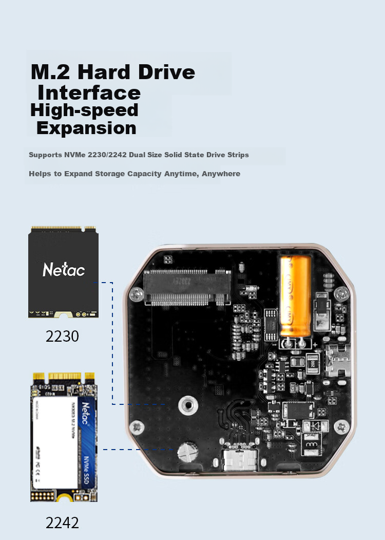 Внешний корпус Netac HD10M2Pt для M.2 NVMe SSD, USB 3.1, 10 Гбит/с, серебристый