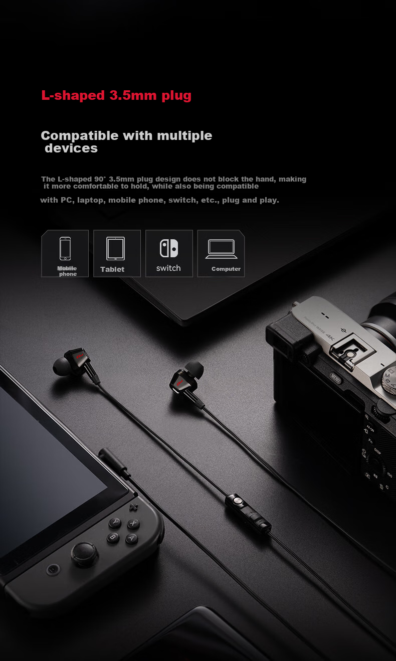 Проводные наушники EDIFIER HECATE Dual-Engine HiFi-Grade Dual-Coil Quad-Core с микрофоном для музыки, фильмов, ПК-игр, киберспорта, черные и красные