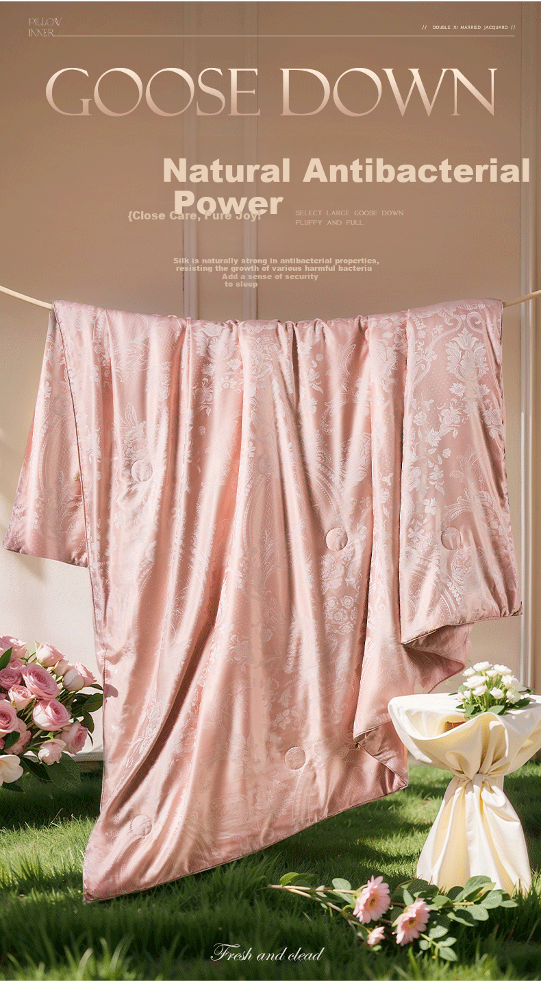 Одеяло FUANNA Home Textiles "Свадебная радость", 100% натуральный шелк, размер Double, всесезонное, 203x229 см, розовое