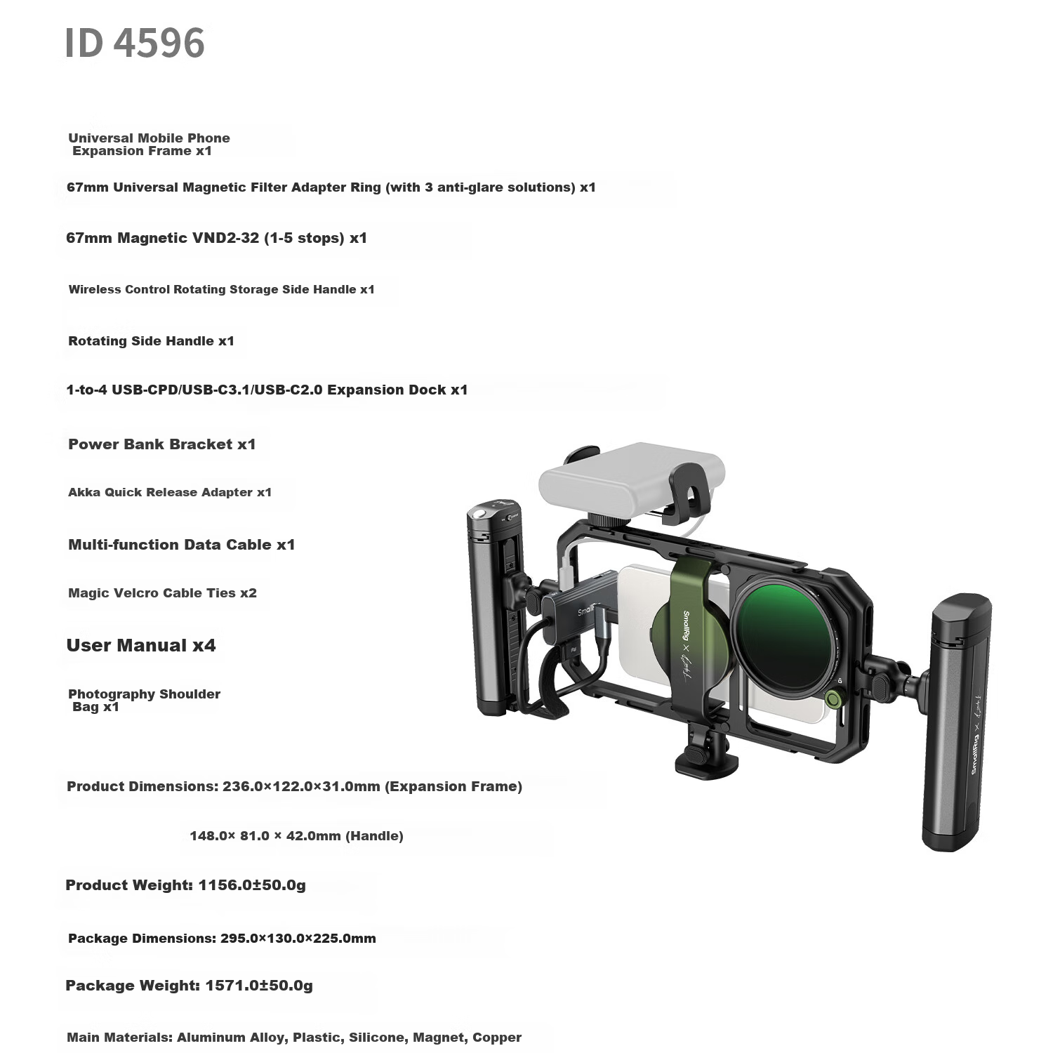 Комплект для видеоблогинга SmallRig 4596 Brandon Li Co-Created All-In Professional Live Streaming Phone Cage
