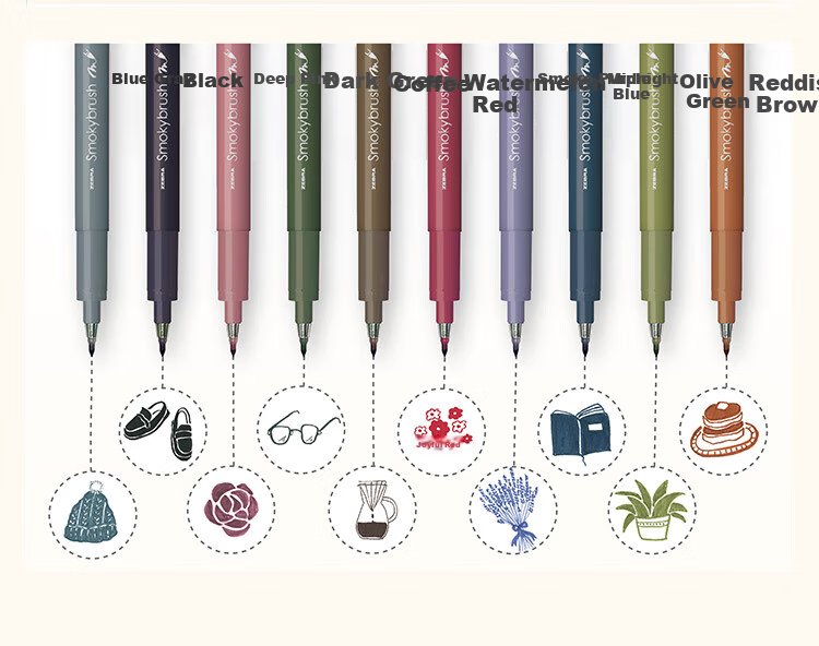 ZEBRA Smoky Color Series WF9 - набор из 10 маркеров для каллиграфии, цвет полуночный синий
