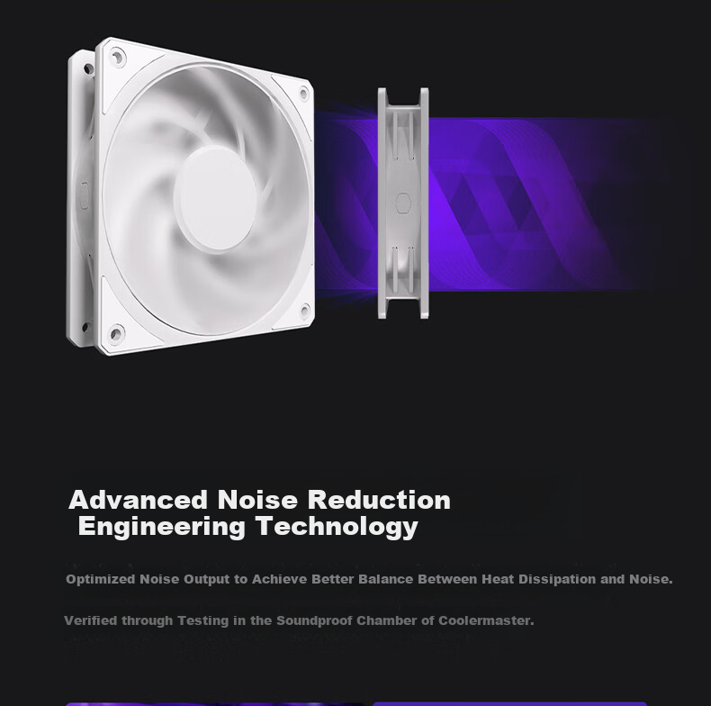 Вентилятор для корпуса CoolerMaster Mobius 120 White Edition, 120 мм, LDB подшипник, белый