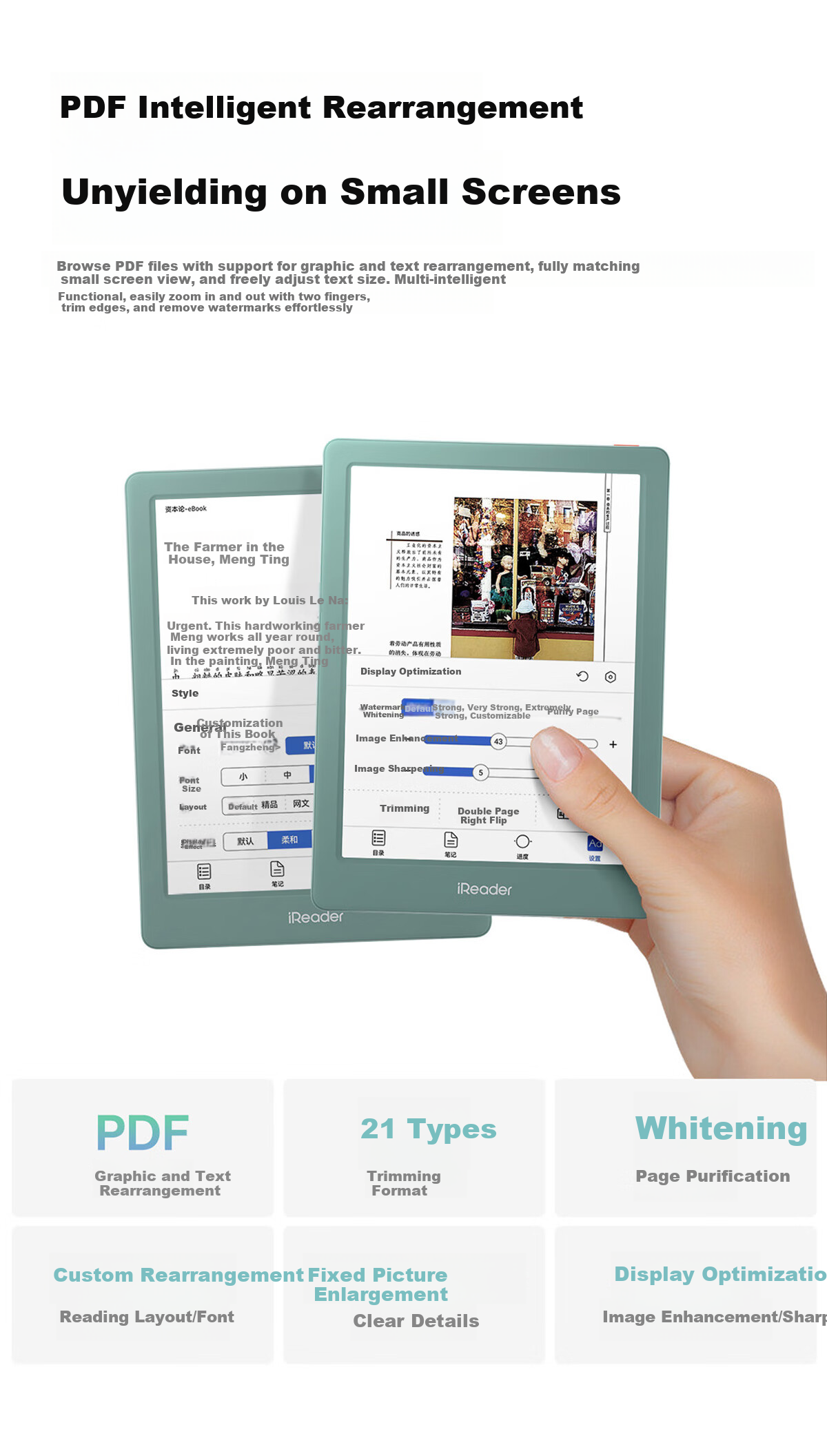 Электронная книга iReader Light 4C, 6-дюймовый цветной E-Ink экран, 64 ГБ, зеленый