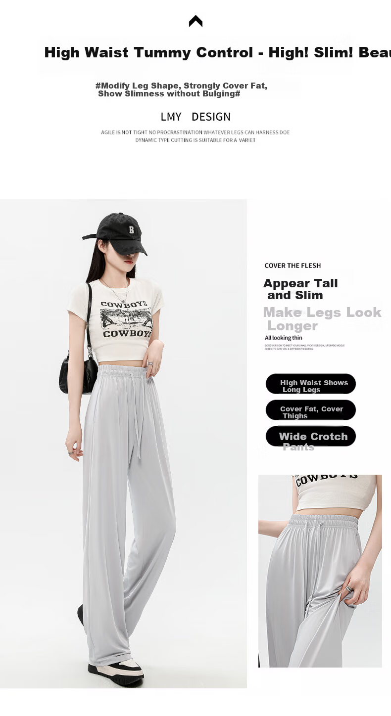 Повседневные брюки Jeanswest для женщин, осенние, свободные, удобные, универсальные, с кулиской, из ледяного шелка, защищающие от солнца, темно-серые, XL
