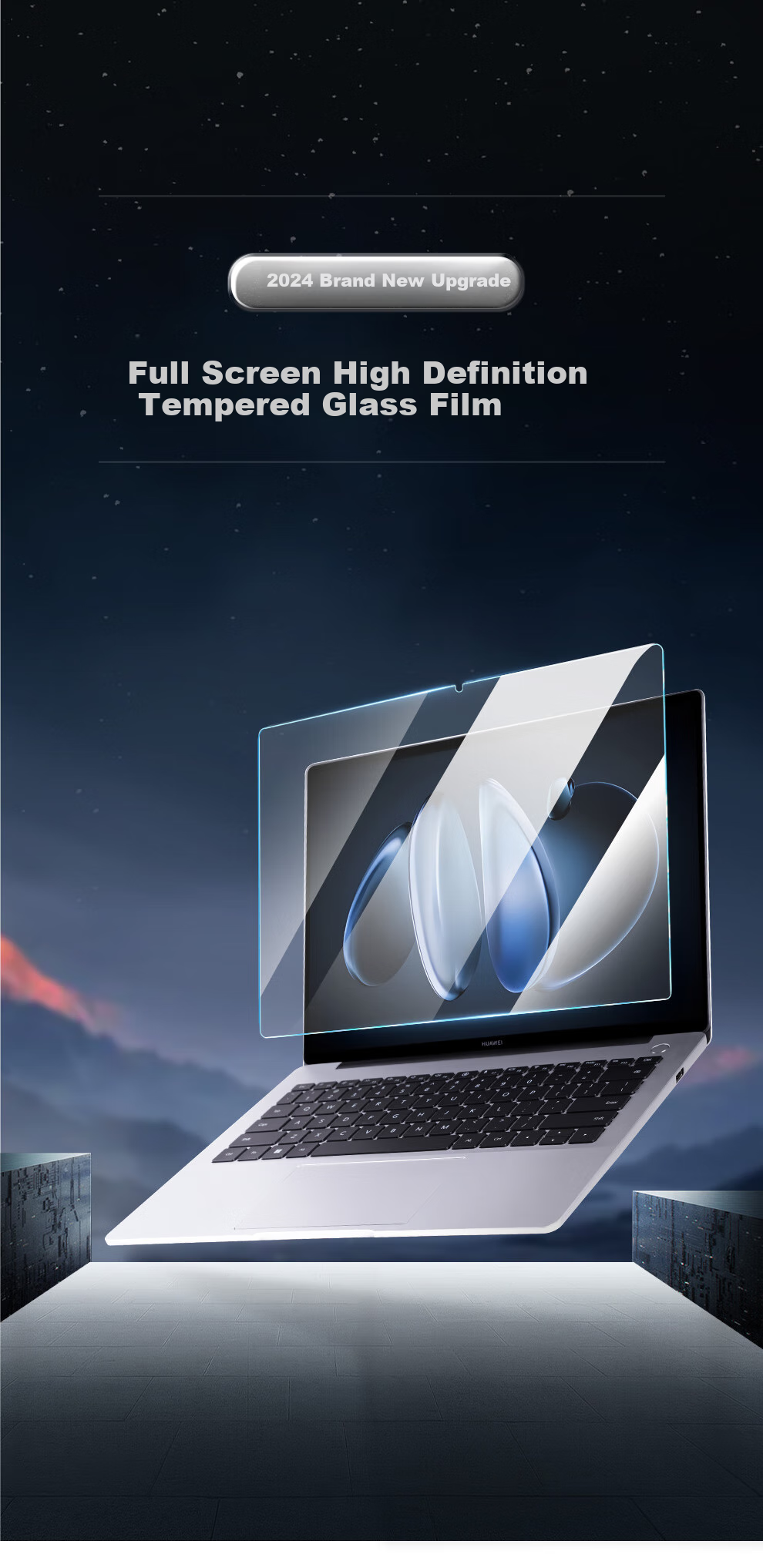 Защитная пленка JD Jichuan для Huawei MateBook 14 Core Ultra/Linux Edition, 2024, 14.2 дюйма, 2 шт.