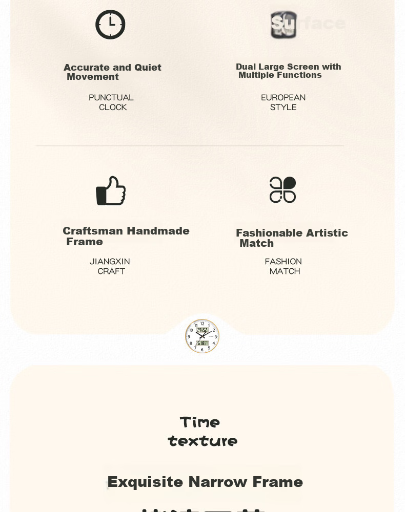 Настенные часы Timess, кварцевые, круглые, 35 см, с дисплеем температуры и влажности
