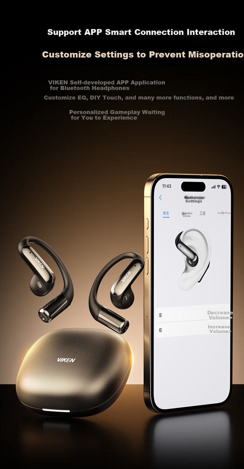 Беспроводные наушники Viken OWS 890 с костной проводимостью, Bluetooth 6.0, спортивные, с шумоподавлением, до 120 часов работы