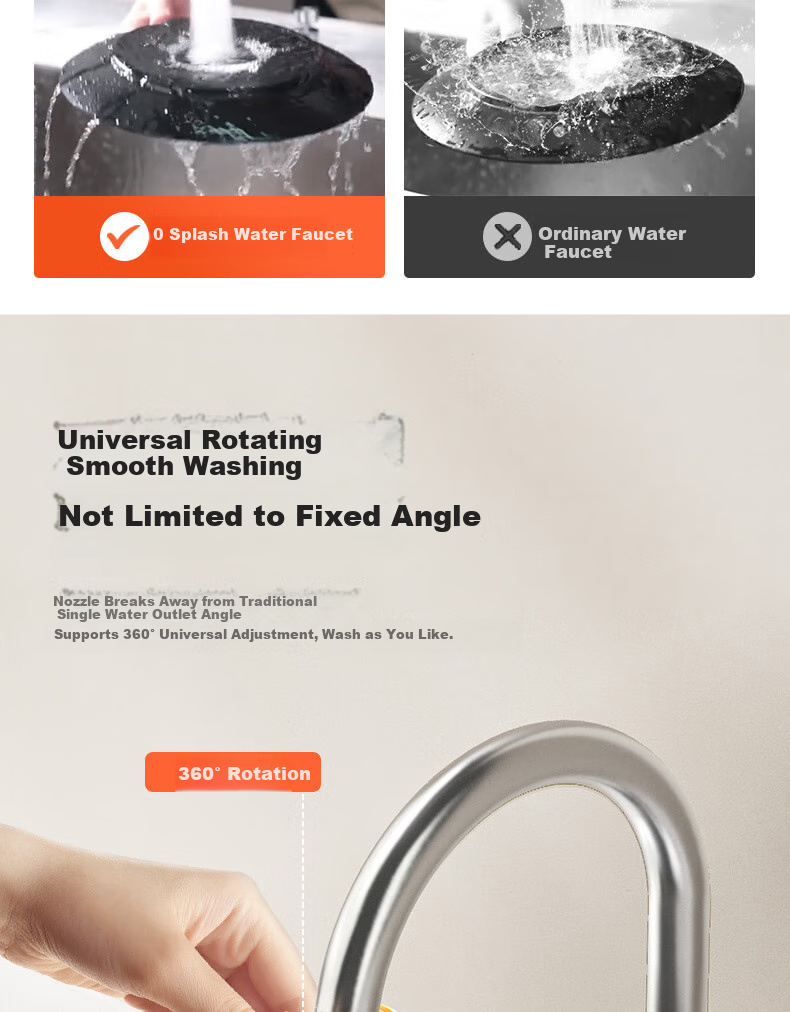 Смеситель для кухни ARROW Hot And Cold Kitchen Faucet с двойным распылением воды, двойным управлением горячей и холодной водой, вращением на 360°, кран для раковины, модель AE45402CP, цвет хром