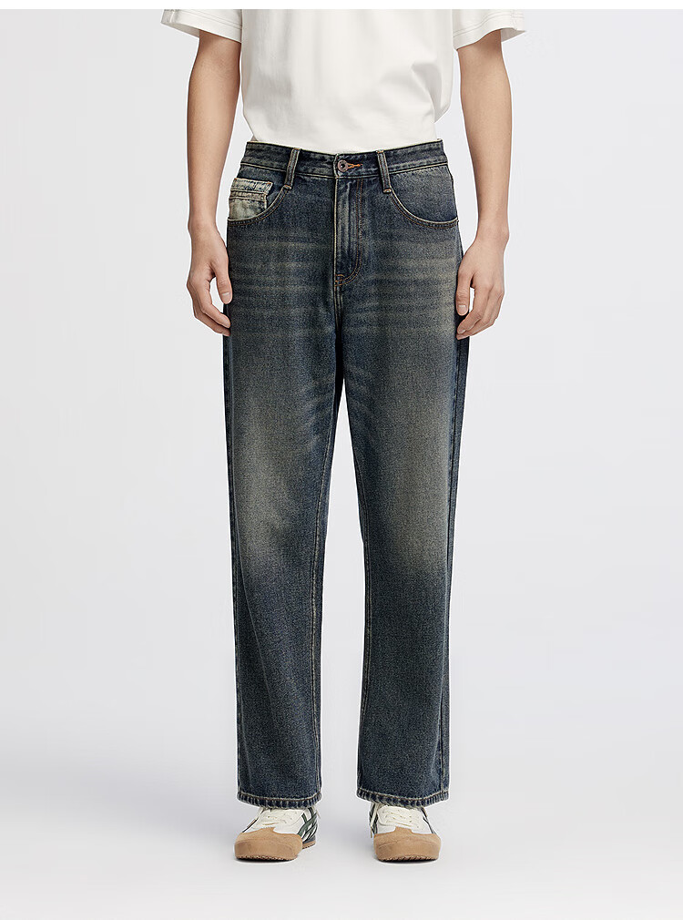 Джинсы Semir Vintage Straight Leg Jeans для мужчин, осенние брюки 2025, модель 103525124102A, синий/серый деним, размер 31