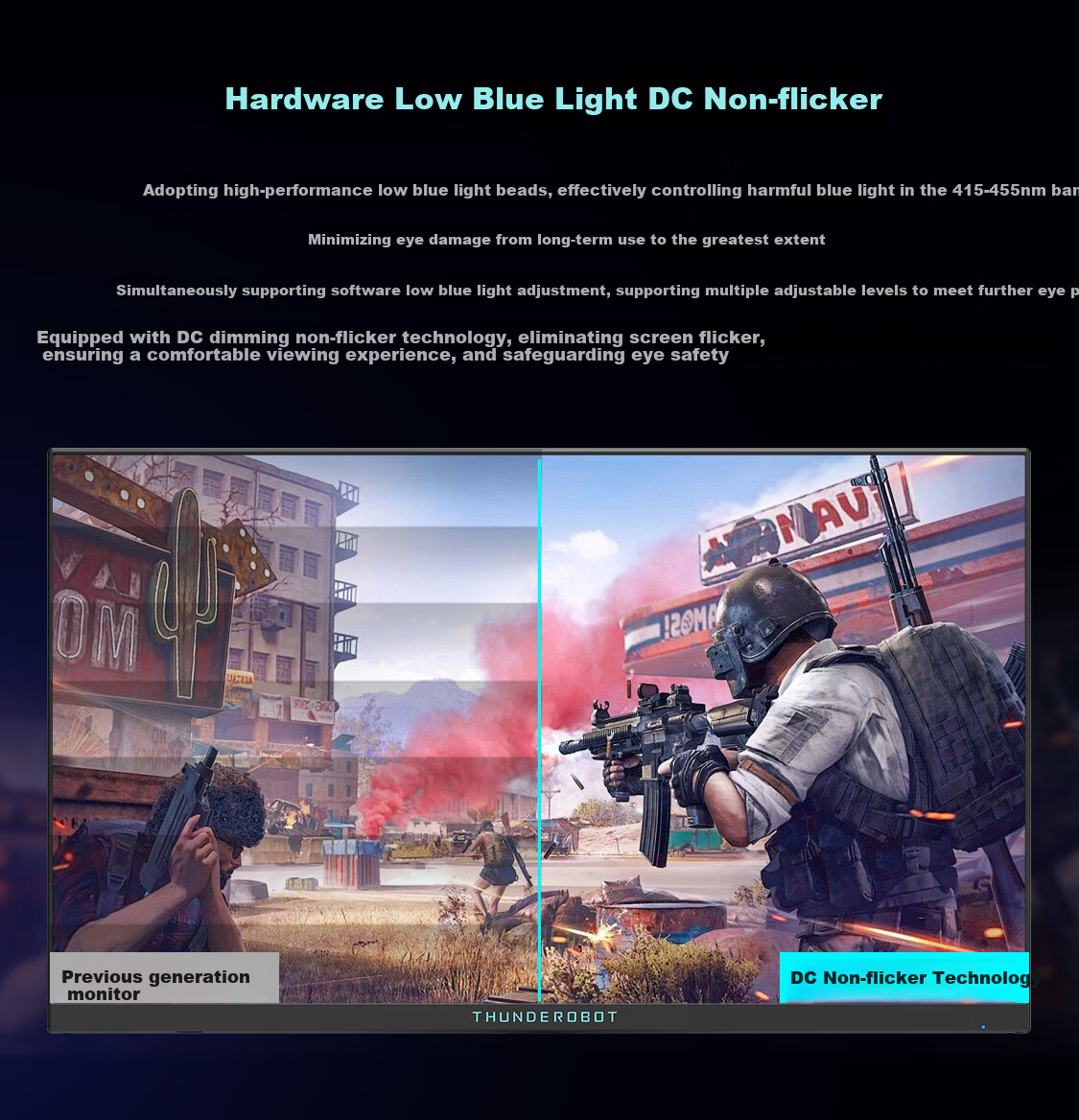 Игровой монитор ThundeRobot Black Knight 23.8 дюйма, 2K, 240 Гц, Fast IPS, аппаратное снижение синего света, HDR450, регулировка высоты и вращение