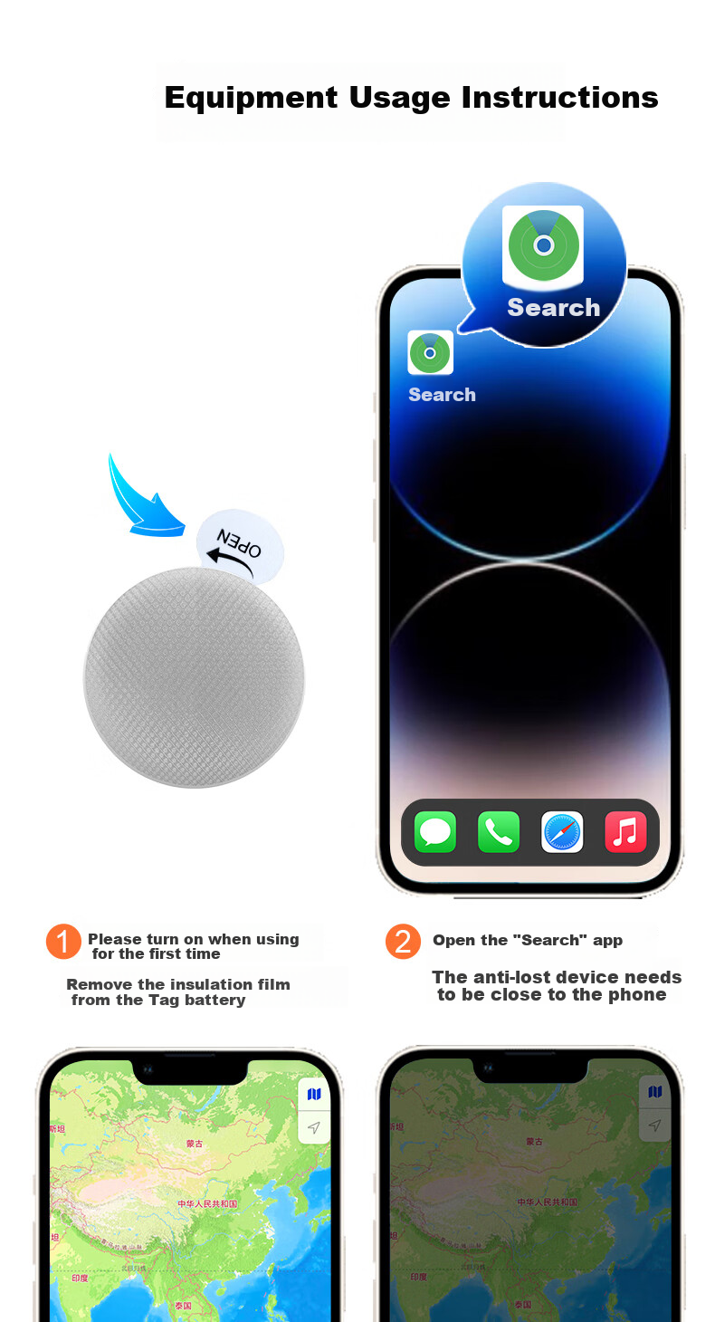 GDGO [Apple-Specific] Tracker Anti-Loss Anti-Drifting Compatible with AirTag, Cat Dog Pet Collar Neck Strap, Electric Vehicle Locator Device, Anti-Loss Tag MFi Certified