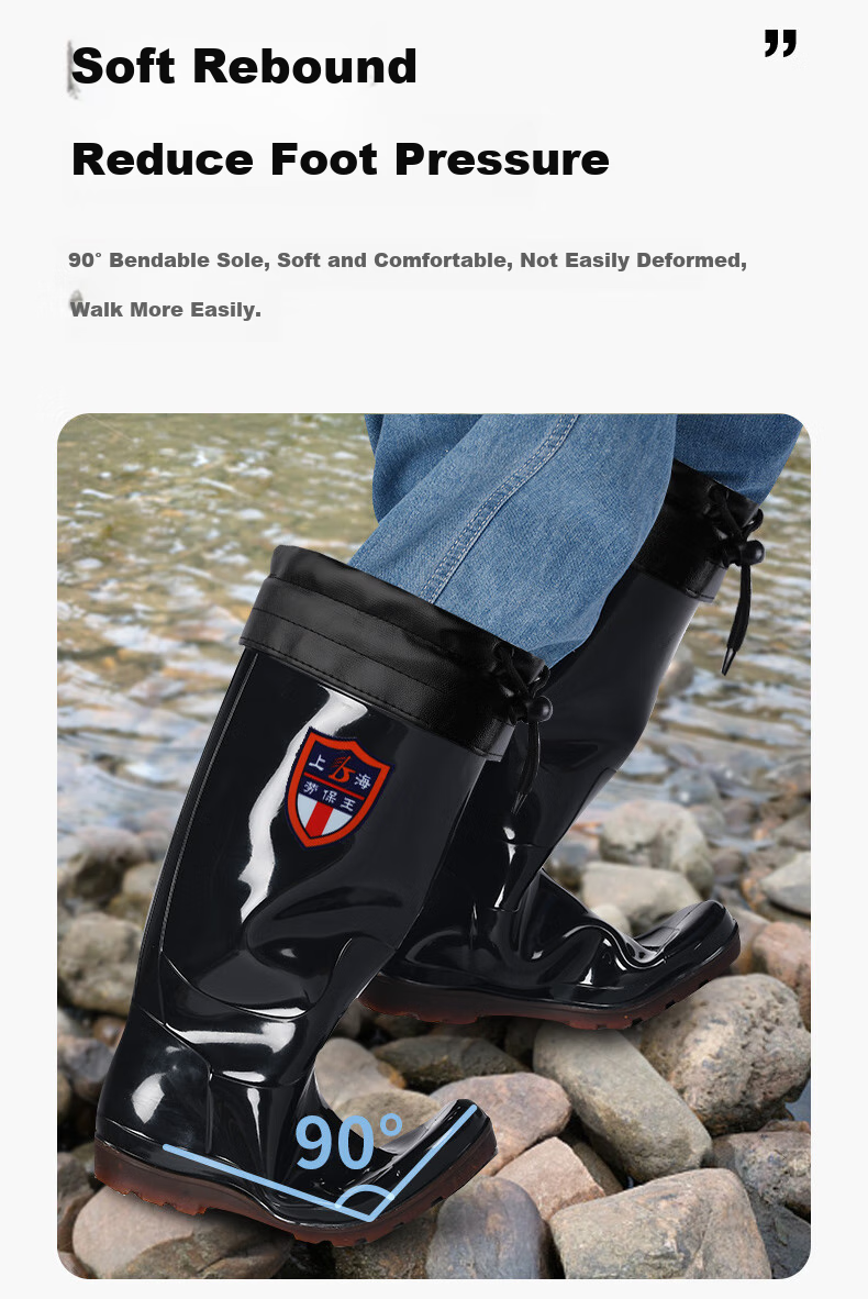 Мужские резиновые сапоги FOOTOPPO, водонепроницаемые, высокие, для улицы, размер 44, черный
