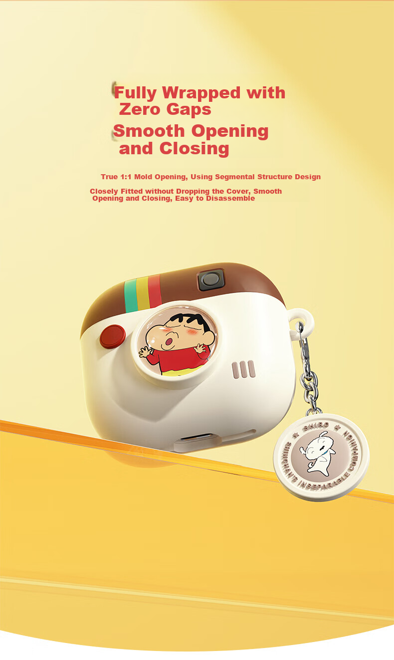 Чехол для наушников ROCK Crayon Shin-Chan для Apple AirPods 4, силиконовый, противоударный, с защитой от падения и царапин, в стиле мультфильма, полный охват