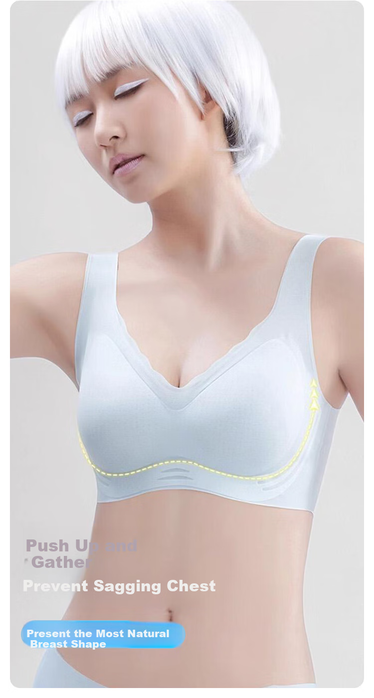 FitonTon Бюстгальтер Seamless Bra для женщин, тонкий стиль, без косточек, пуш-ап, красивый дизайн спины, телесный цвет, размер L