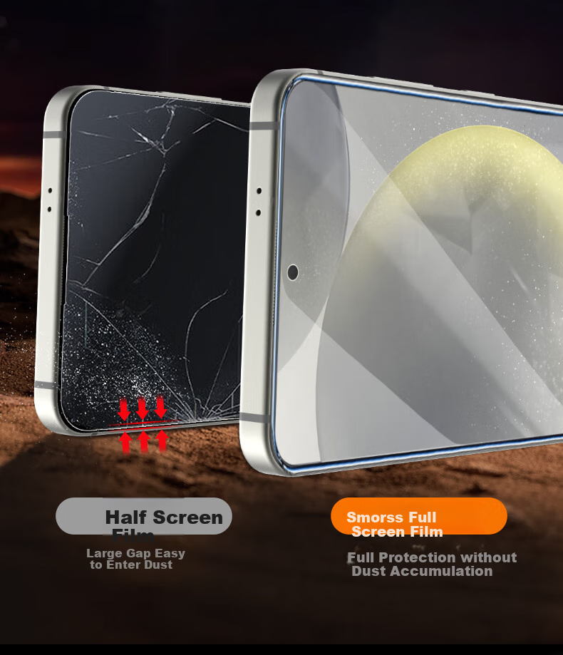 Защитное стекло Smorss для Samsung S24+, полное покрытие, антибликовое, HD, защита от отпечатков пальцев, пылезащитное, противоударное