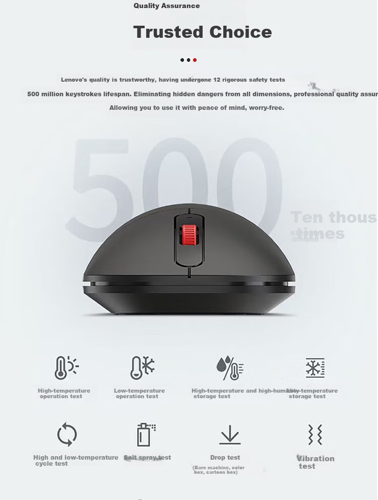 Беспроводная офисная мышь Lenovo Thinkplus M50, черная, 2.4 ГГц