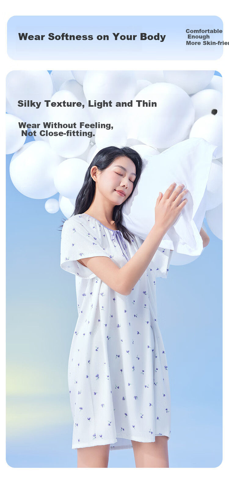 Женская пижама MiiOW, весна-лето, легкая, дышащая, повседневная, модная, корейский стиль, свободная, ночная рубашка, домашняя одежда, можно носить снаружи, фиолетовая, 2XL