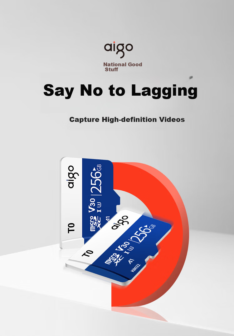 Карта памяти Aigo T0, 256 ГБ, TF (MicroSD), U3, V30, 4K, для видеорегистратора, камеры наблюдения, телефона, планшета, игровой консоли