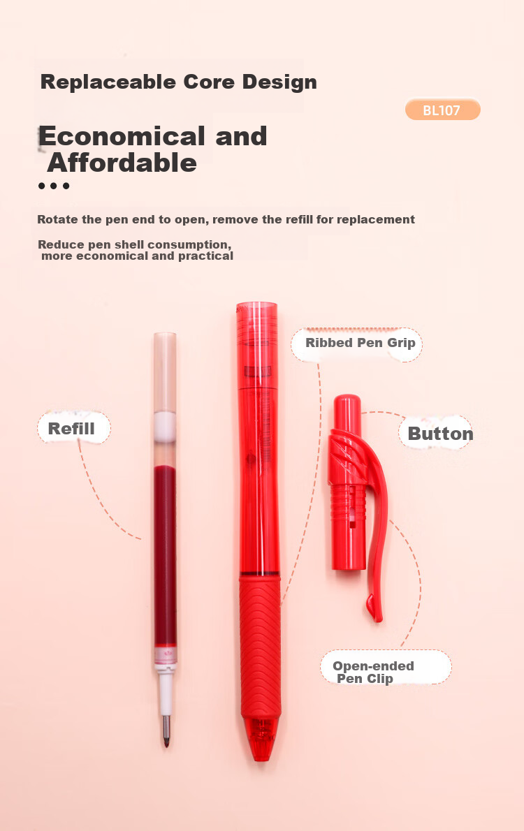 Pentel BL107-BX гелевая ручка, 0.7 мм, красная, 12 шт.