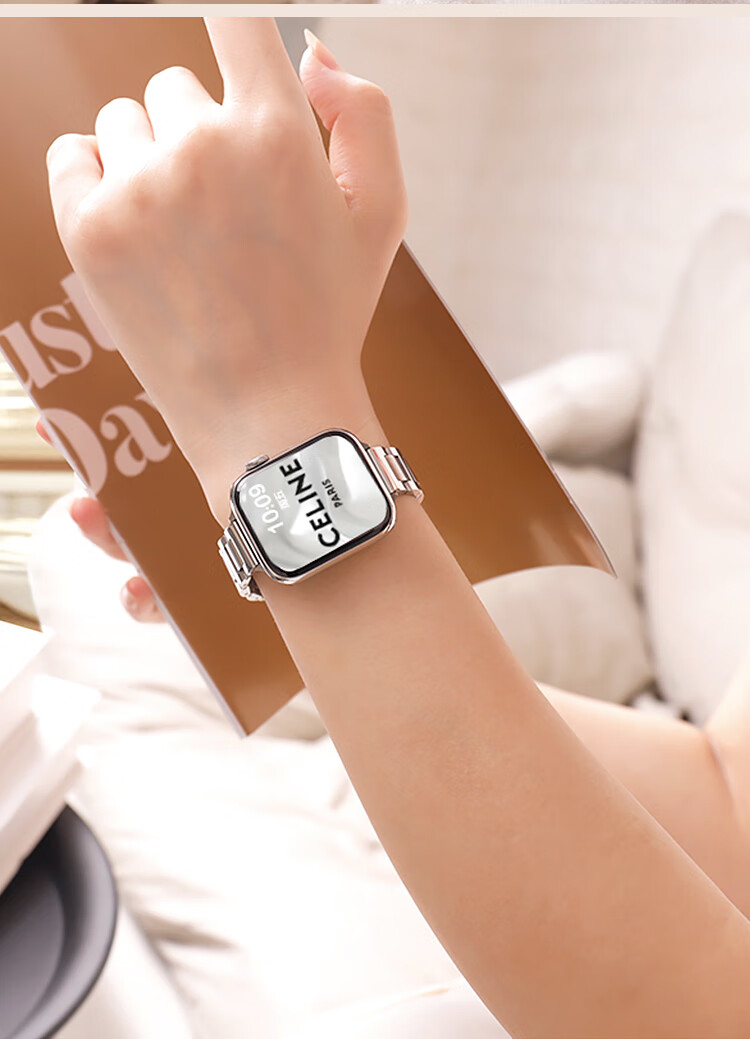 Ремешок MSSM для Apple Watch S11/10/9/8/SE3, синий воздушный шар, лето, нержавеющая сталь, женский ремешок, черный, 42/41/40/38 мм