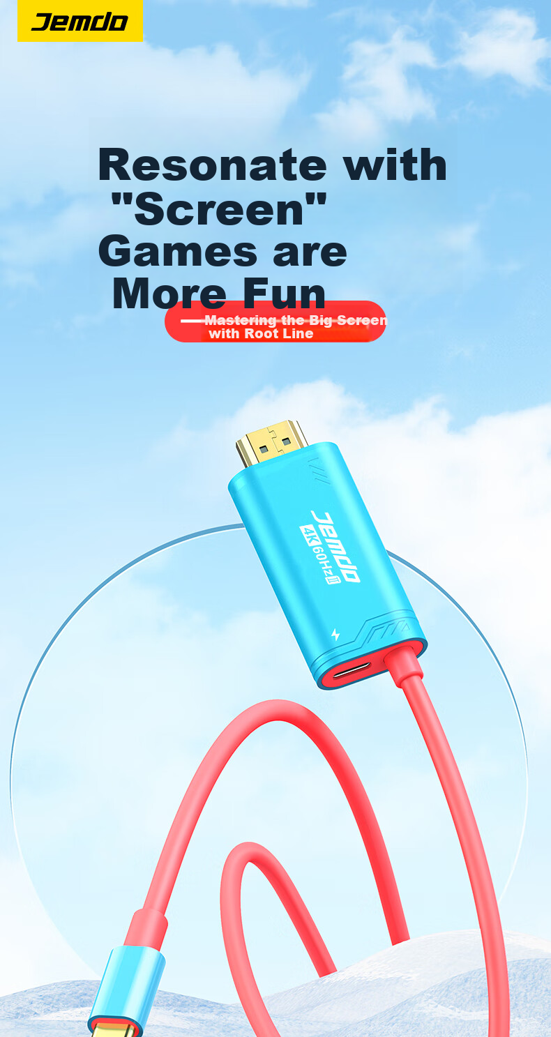 Кабель-адаптер Jemdo Type-C на HDMI, 4K@60Hz, PD 100W, для Nintendo Switch, iPad, ноутбука, 2м