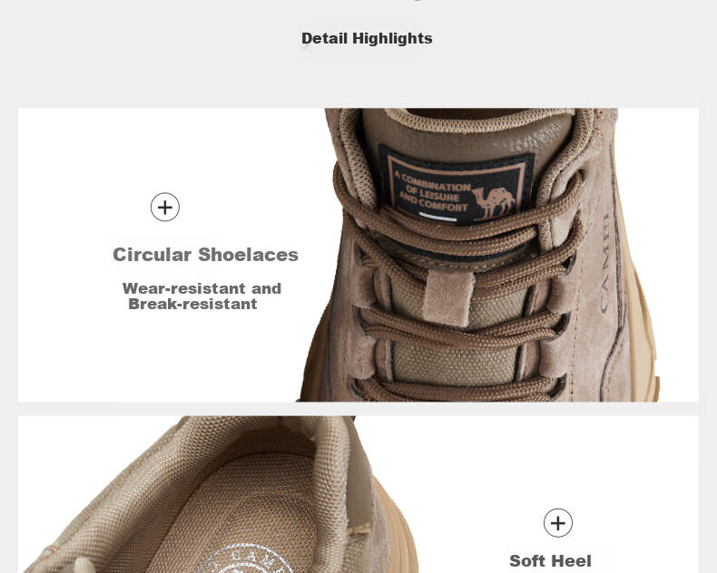 Кроссовки мужские CAMEL Retro Outdoor Hiking Workwear Casual Low-Top Shoes, G13A342170, Хаки, Размер 38