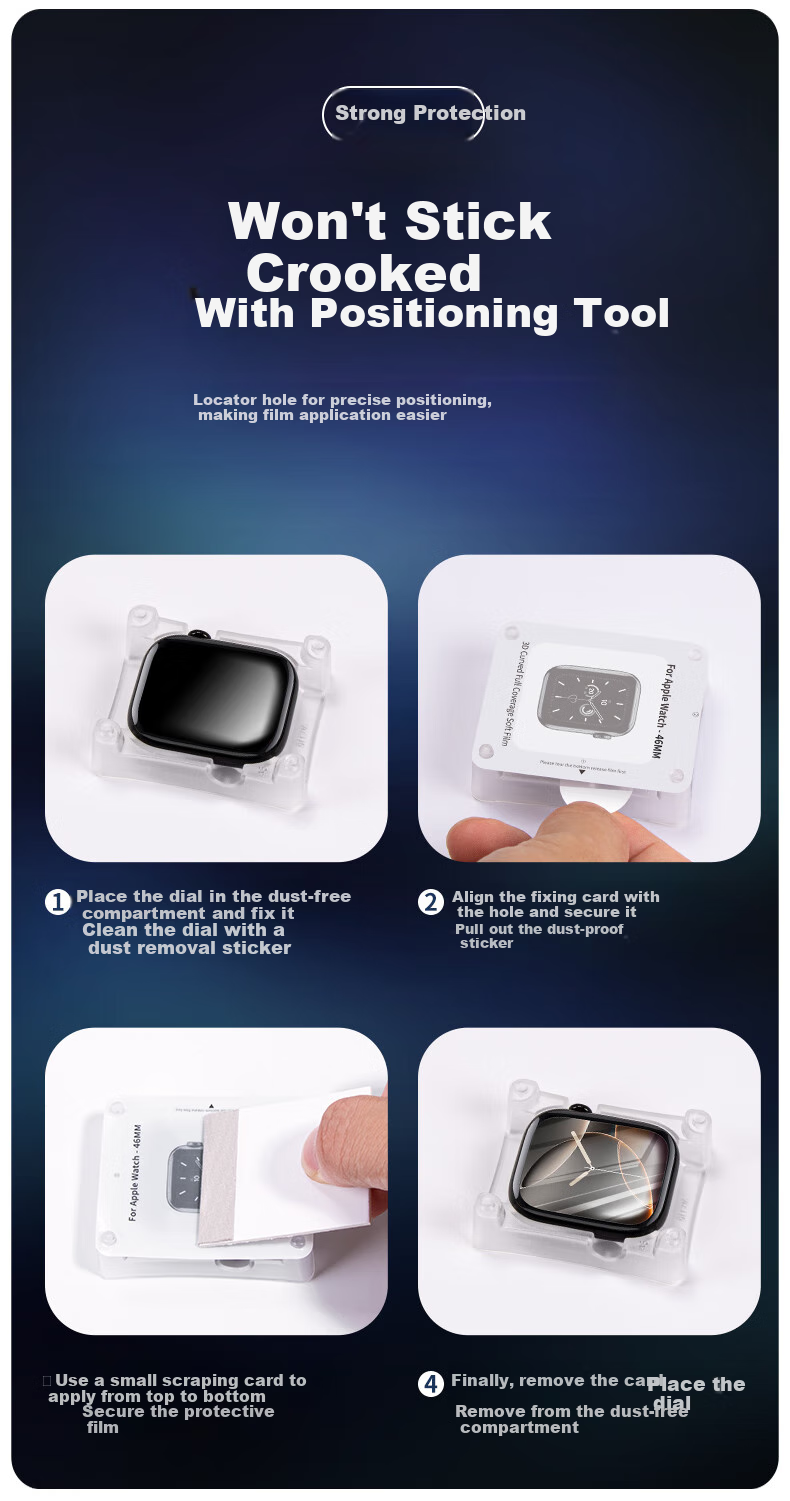 Защитная пленка BHO для Apple Watch S10/S11, самопозиционирующаяся, быстро устанавливаемая, устойчивая к царапинам